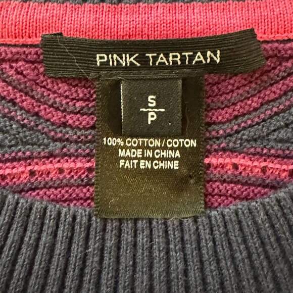 Pink Tartan blue and pink sweater sz S - Picture 9 of 10